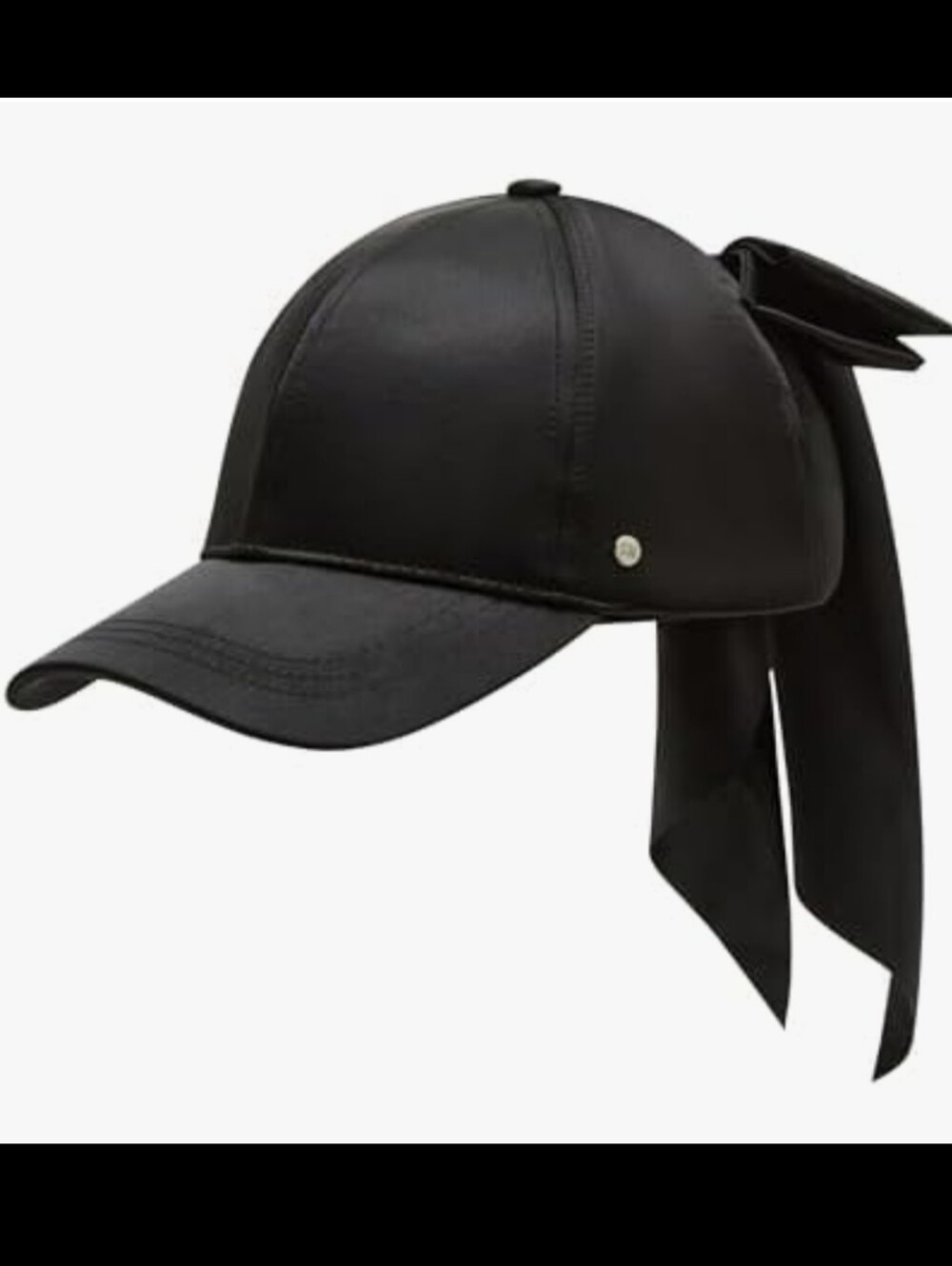Steve Madden Black Satin Baseball cap Oversized Bow Back Adjustable Hat OS